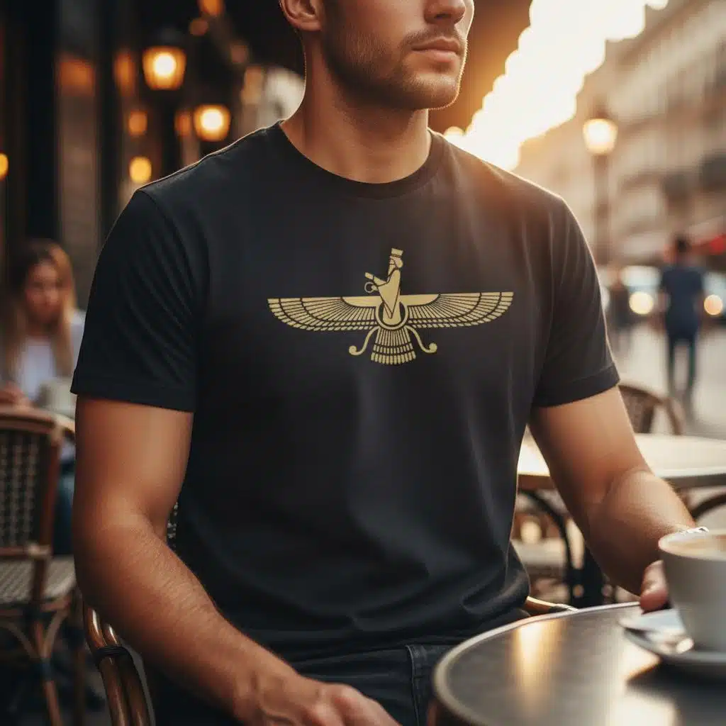 T-shirt with Faravahar symbol