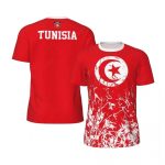 T-shirt de futebol da Tunísia vermelho de gola redonda