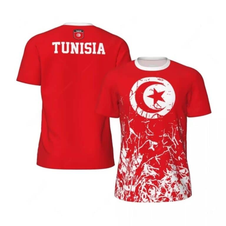 T-shirt Football Tunisie Rouge col Rond 1