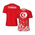 T-shirt de futebol da Tunísia vermelho de gola redonda