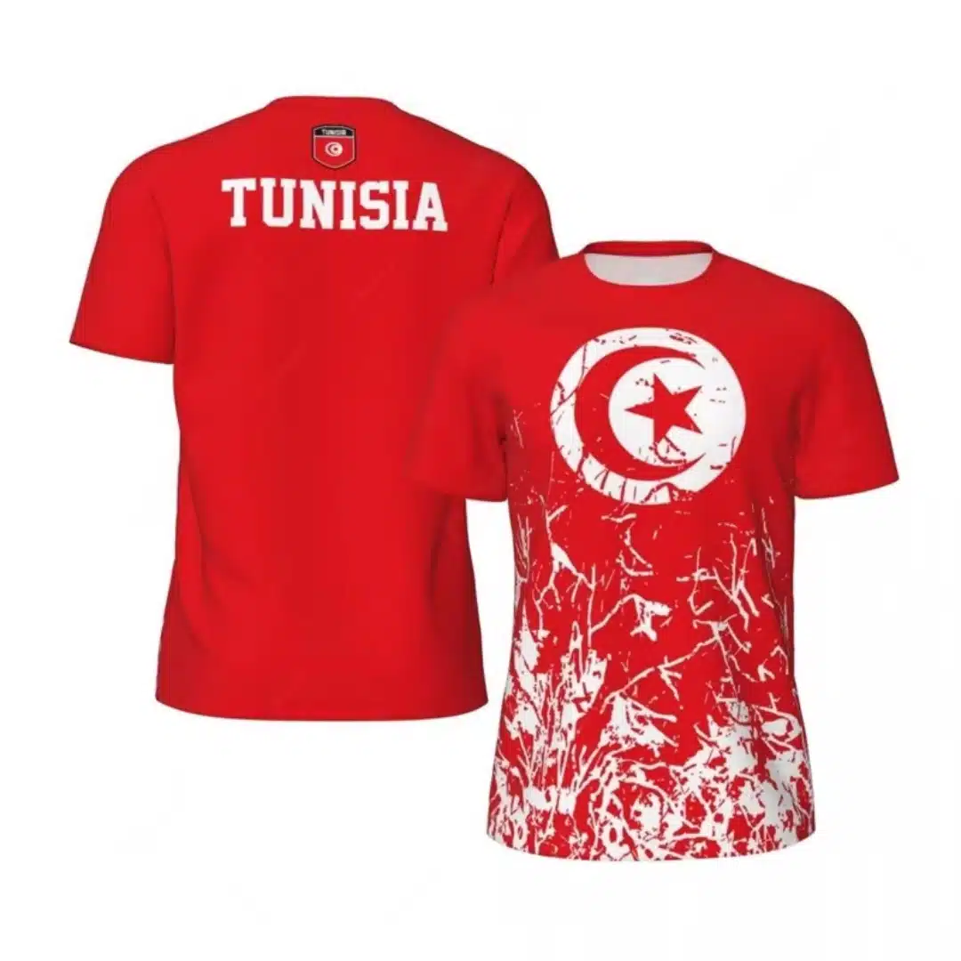 T-shirt Football Tunisie Rouge col Rond 2