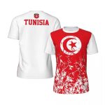 T-shirt de futebol da Tunísia vermelho de gola redonda