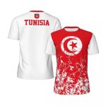 T-shirt de futebol da Tunísia vermelho de gola redonda