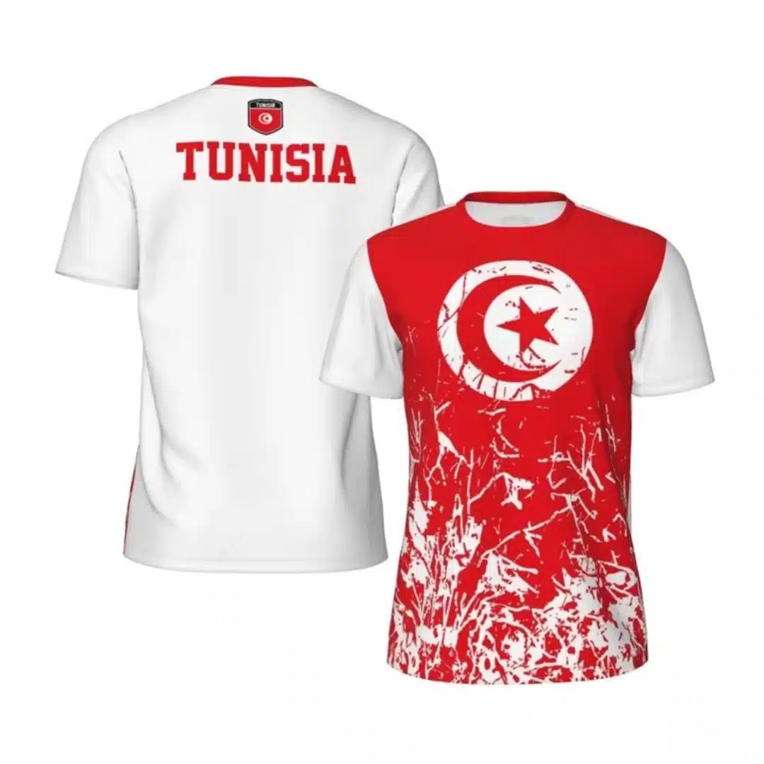 T-shirt Football Tunisie Rouge col Rond 4