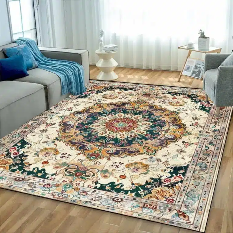 Tapis persan traditionnel multicolore pour salon