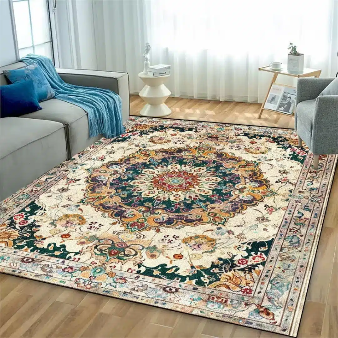 Tapis persan traditionnel multicolore pour salon