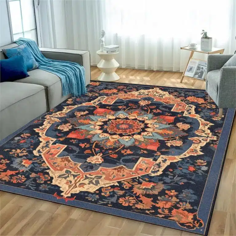 Tapis persan traditionnel multicolore pour salon