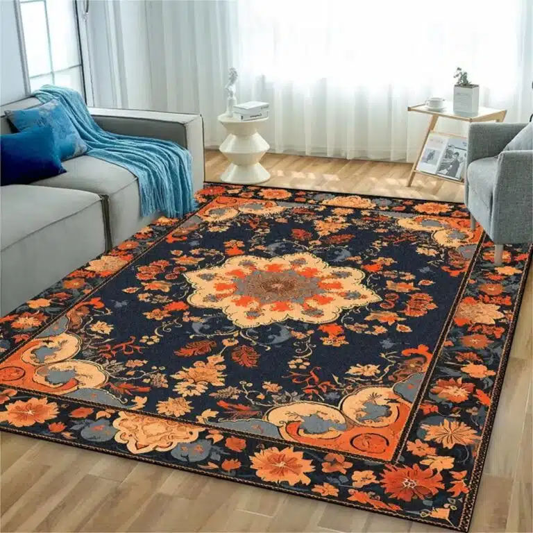 Tapis persan traditionnel multicolore pour salon