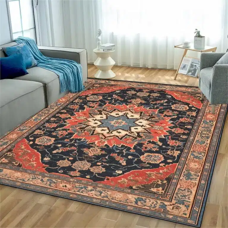 Tapis persan traditionnel multicolore pour salon