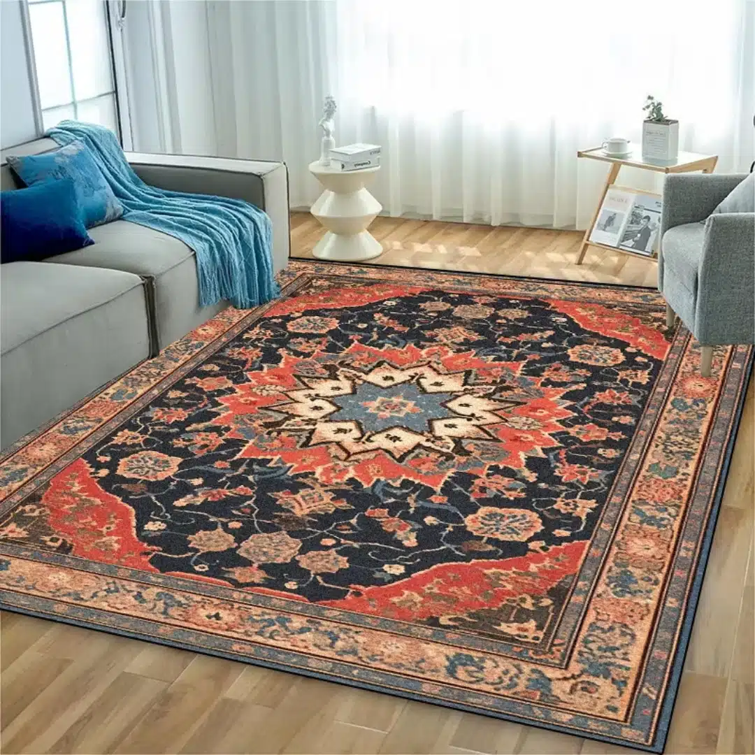 Tapis persan traditionnel multicolore pour salon