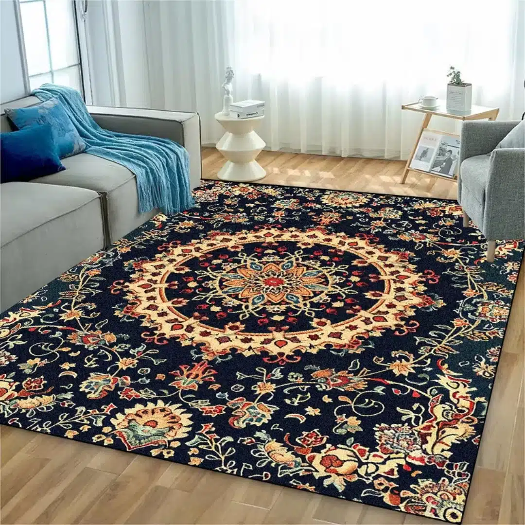 Tapis persan traditionnel multicolore pour salon