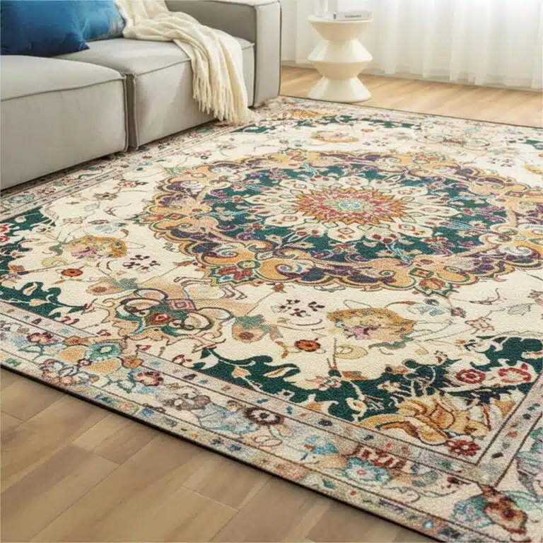 Tapis persan traditionnel multicolore pour salon