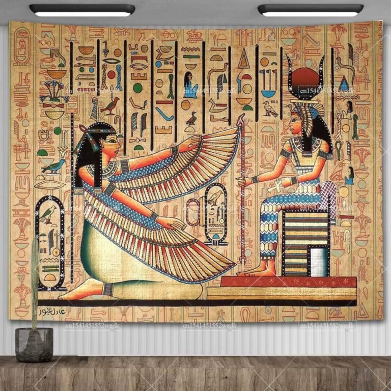 Tapisserie Motif Égyptien avec Scène Mythologique 7