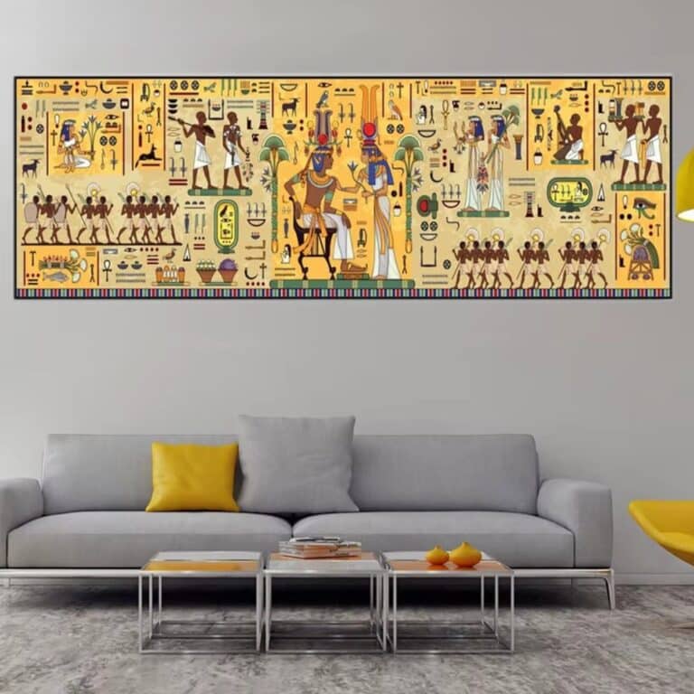 Tapisserie Murale Égyptienne Antique avec Hiéroglyphes