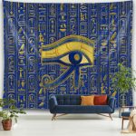 Tenture murale oeil d'horus égyptien en bleu et or