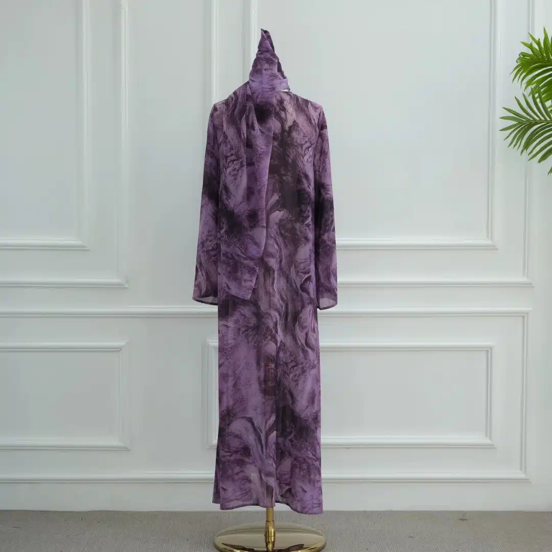 Abaya en mousseline à capuchon en tissu léger