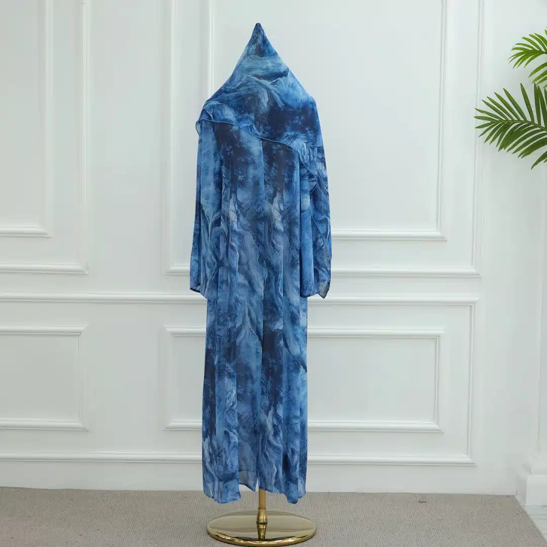 Abaya en mousseline à capuchon en tissu léger
