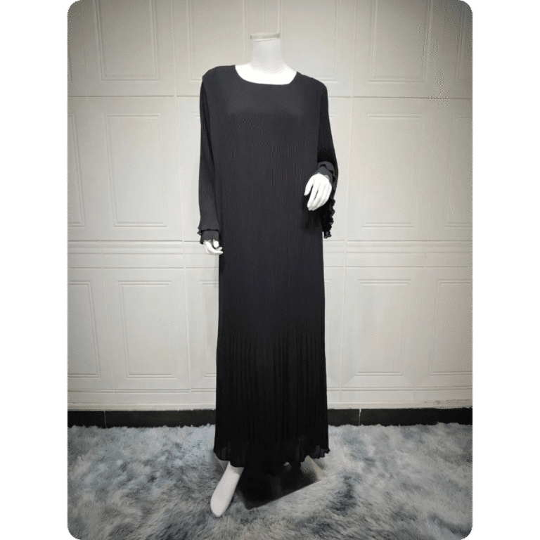 Abaya Moderne à Manches Longues Plissée. 10