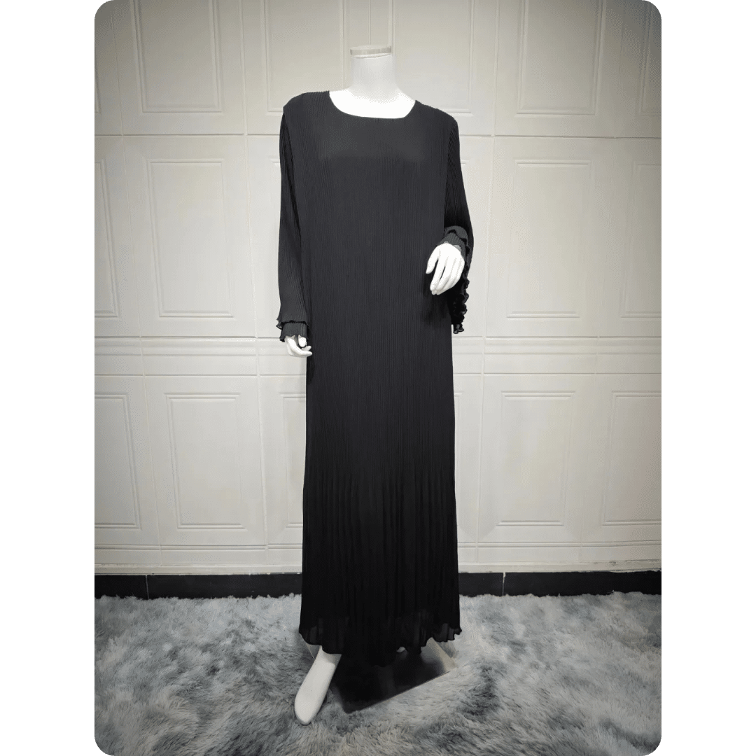 Abaya Moderne à Manches Longues Plissée. 10