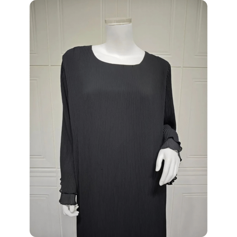 Abaya Moderne à Manches Longues Plissée 11