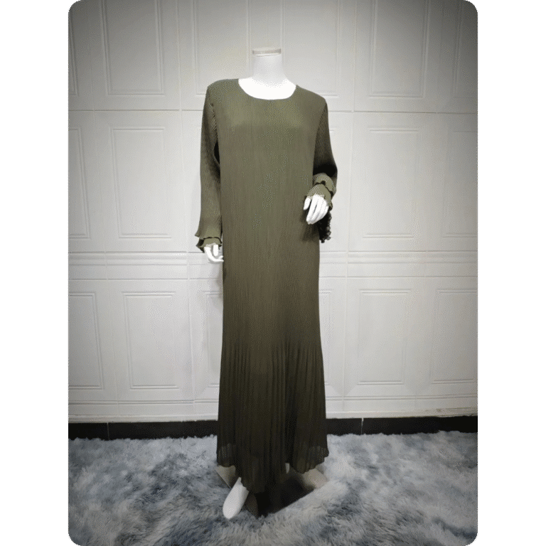 Abaya Moderne à Manches Longues Plissée 13