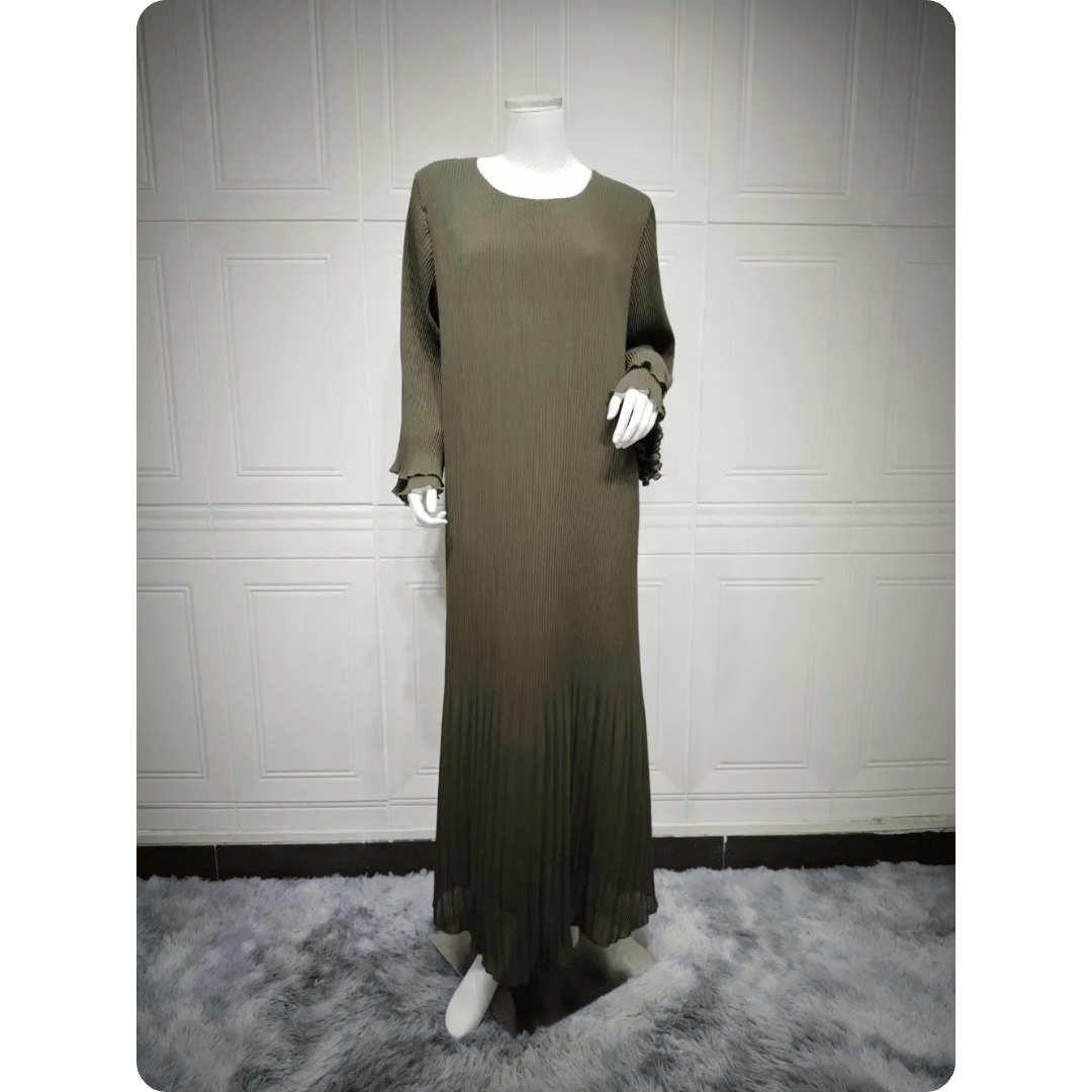 Abaya Moderne à Manches Longues Plissée 13