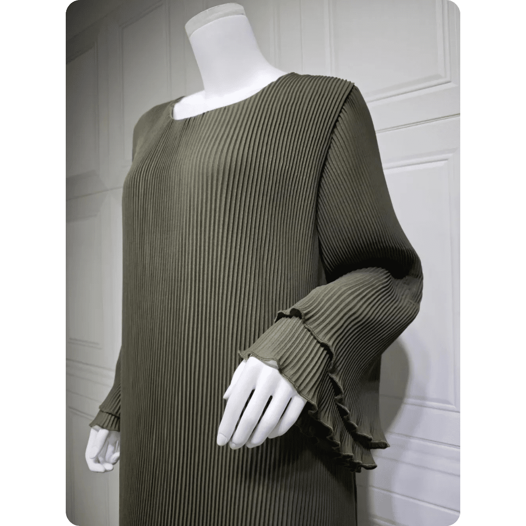 Abaya Moderne à Manches Longues Plissée 15