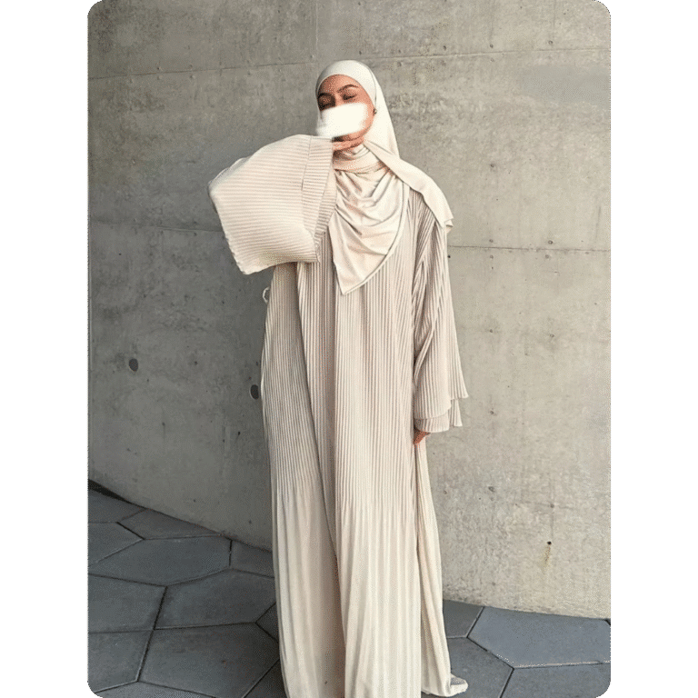 Abaya Moderne à Manches Longues Plissée 2