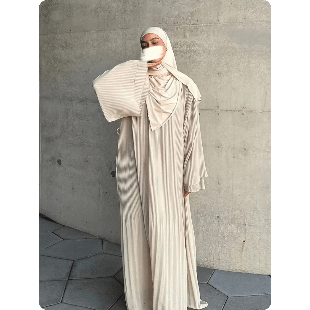 Abaya Moderne à Manches Longues Plissée 2