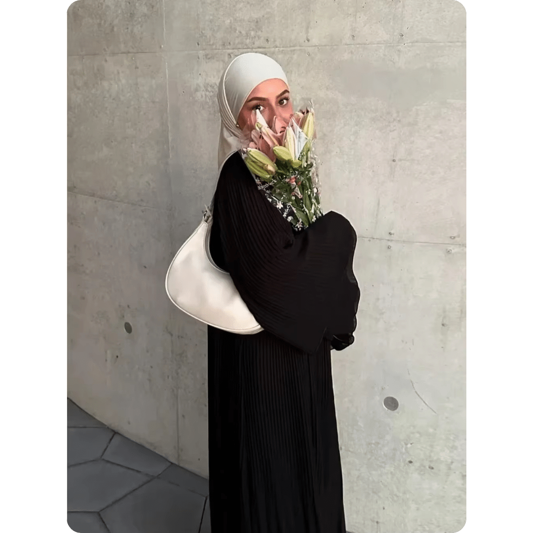 Abaya Moderne à Manches Longues Plissée 6