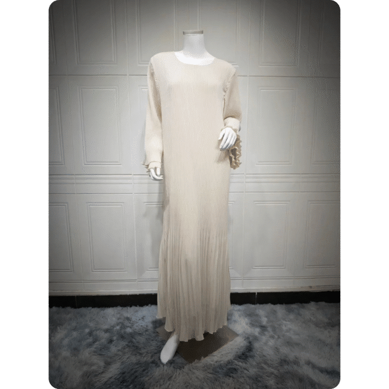 Abaya Moderne à Manches Longues Plissée 7