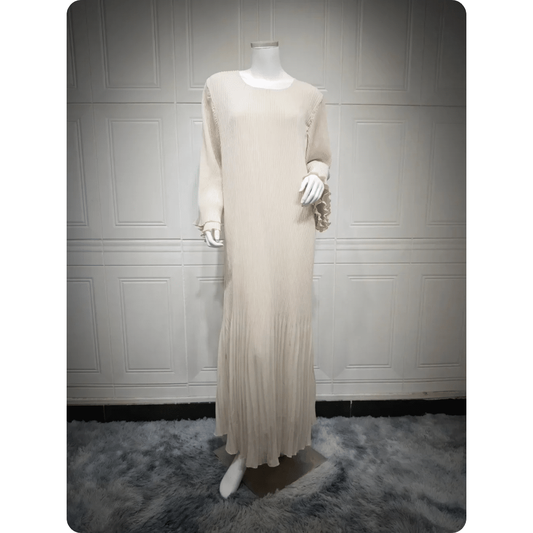 Abaya Moderne à Manches Longues Plissée 7
