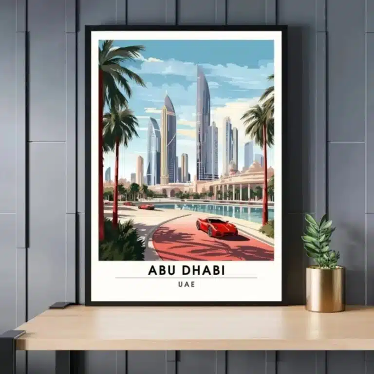 Affiche vintage ville dabu dhabi sur toile