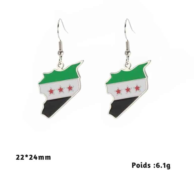 Boucles D'oreilles Carte de la Syrie en Acier Inoxydable 4