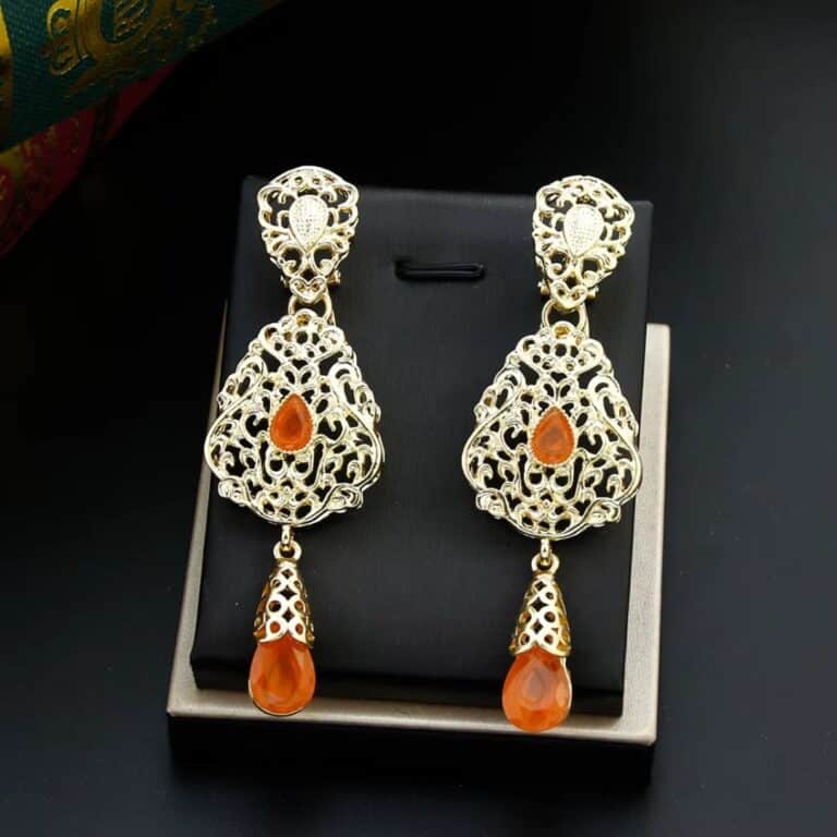 Boucles D'oreilles Orientales avec Pierres Colorées 5