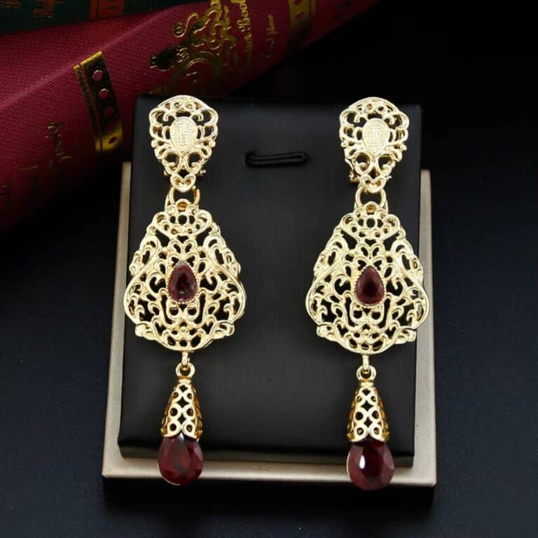 Boucles D'oreilles Orientales avec Pierres Colorées 9