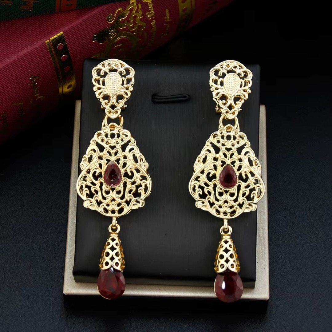 Boucles D'oreilles Orientales avec Pierres Colorées 9