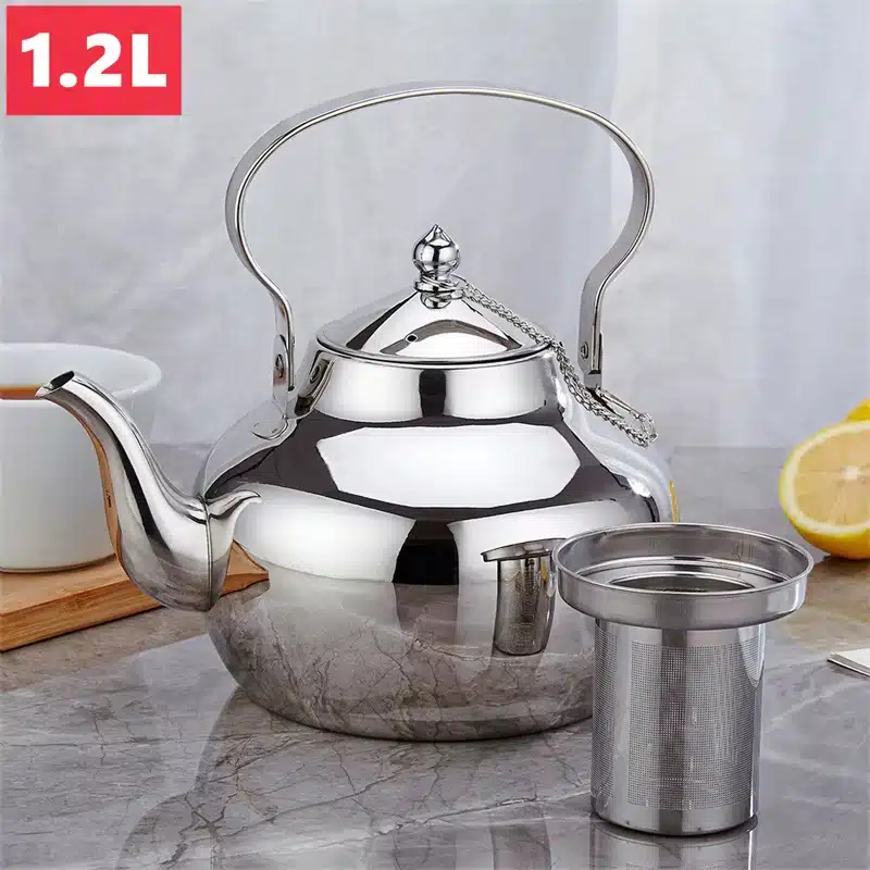 Bouilloire dorée en acier inoxydable avec infuseur