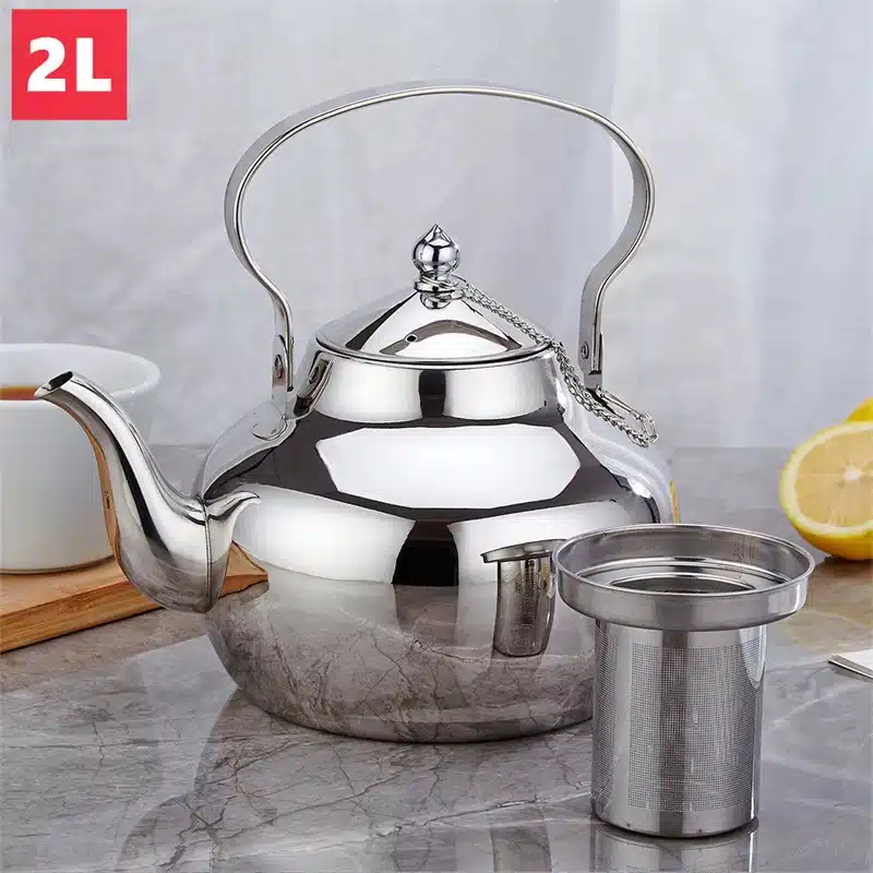 Bouilloire dorée en acier inoxydable avec infuseur