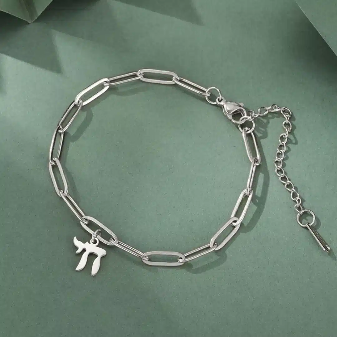 Bracelet en acier inoxydable avec symbole chai