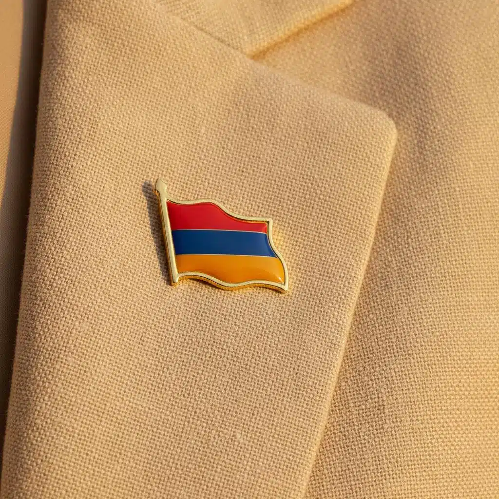 Broche drapeau arménien en métal avec fermoir