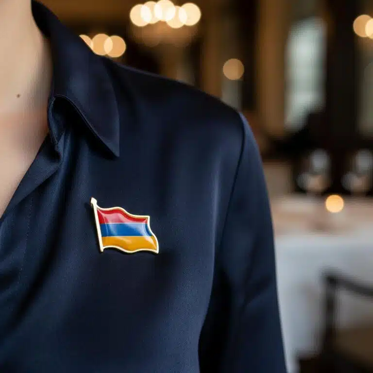 Broche drapeau arménien en métal avec fermoir