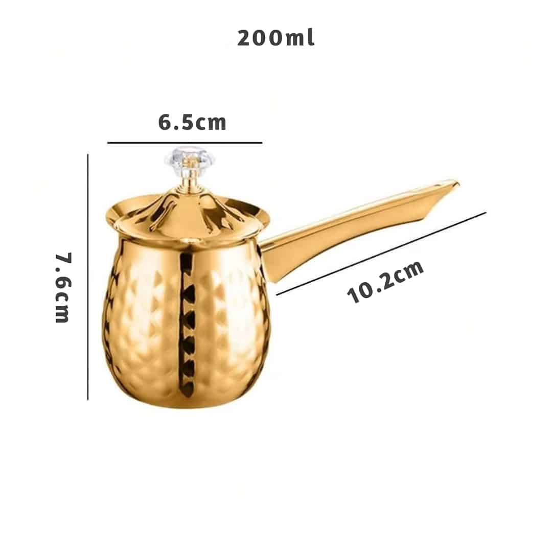 Cafetière Turque en Inox Doré Martelé avec Couvercle 7