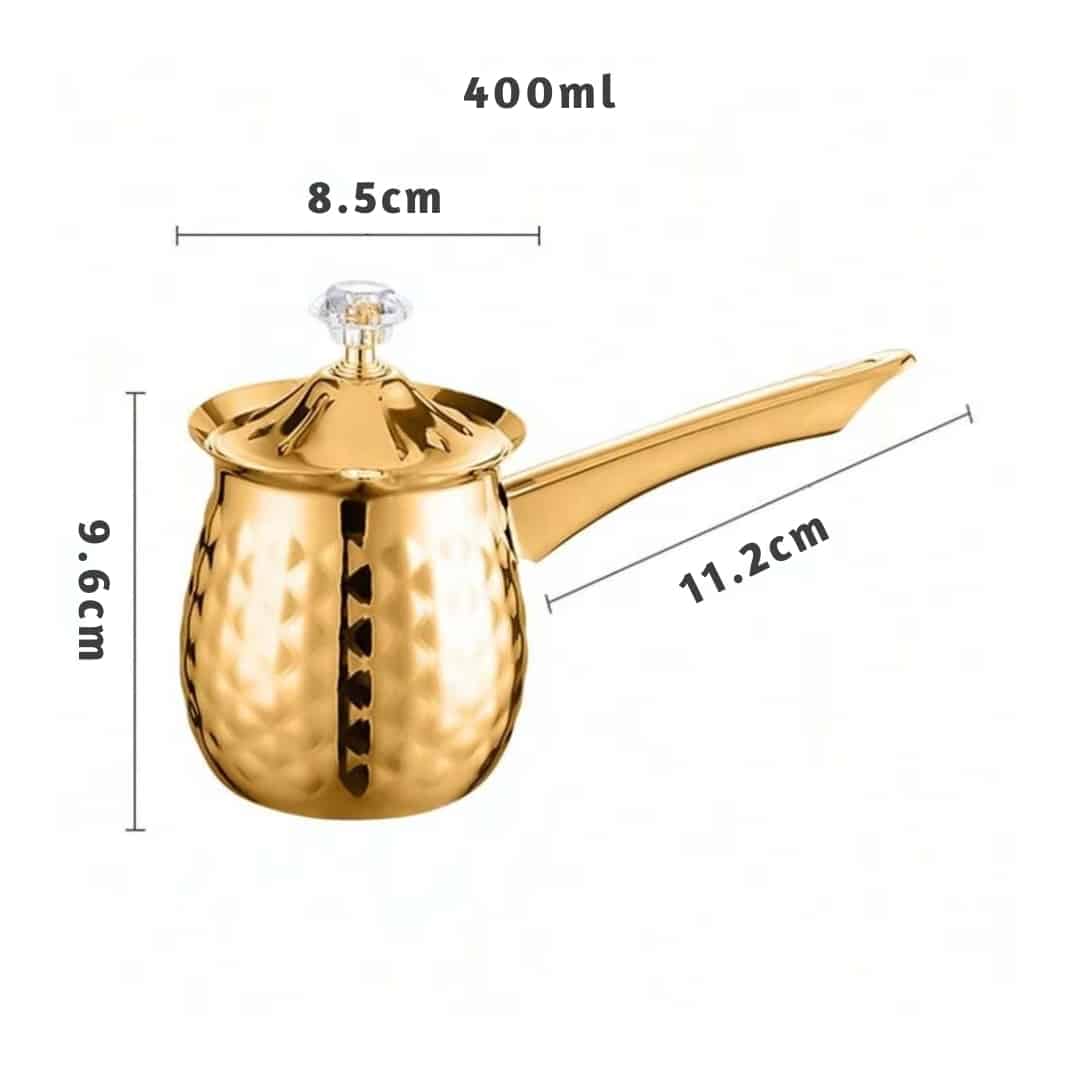 Cafetière Turque en Inox Doré Martelé avec Couvercle 8