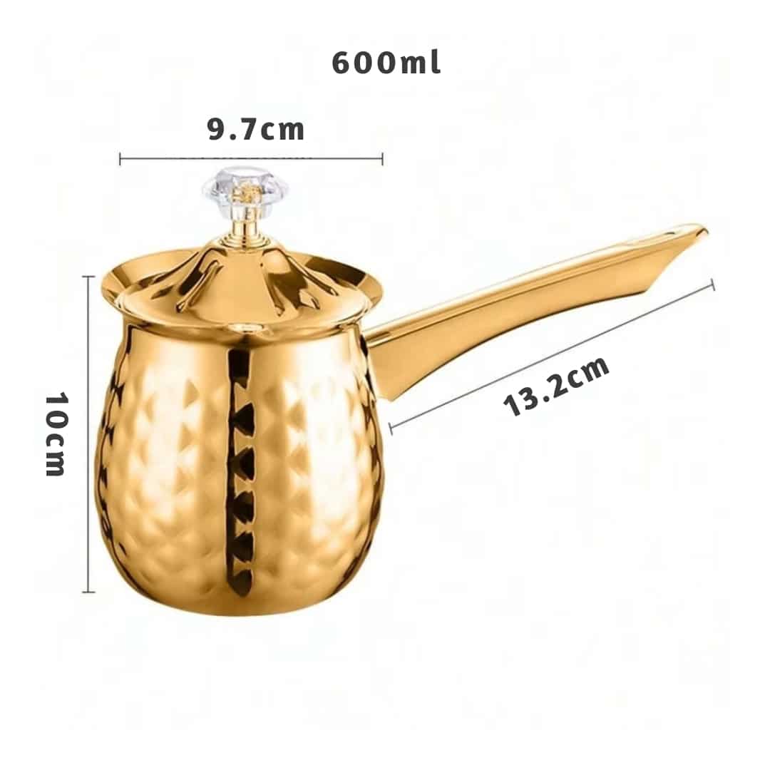 Cafetière Turque en Inox Doré Martelé avec Couvercle 9