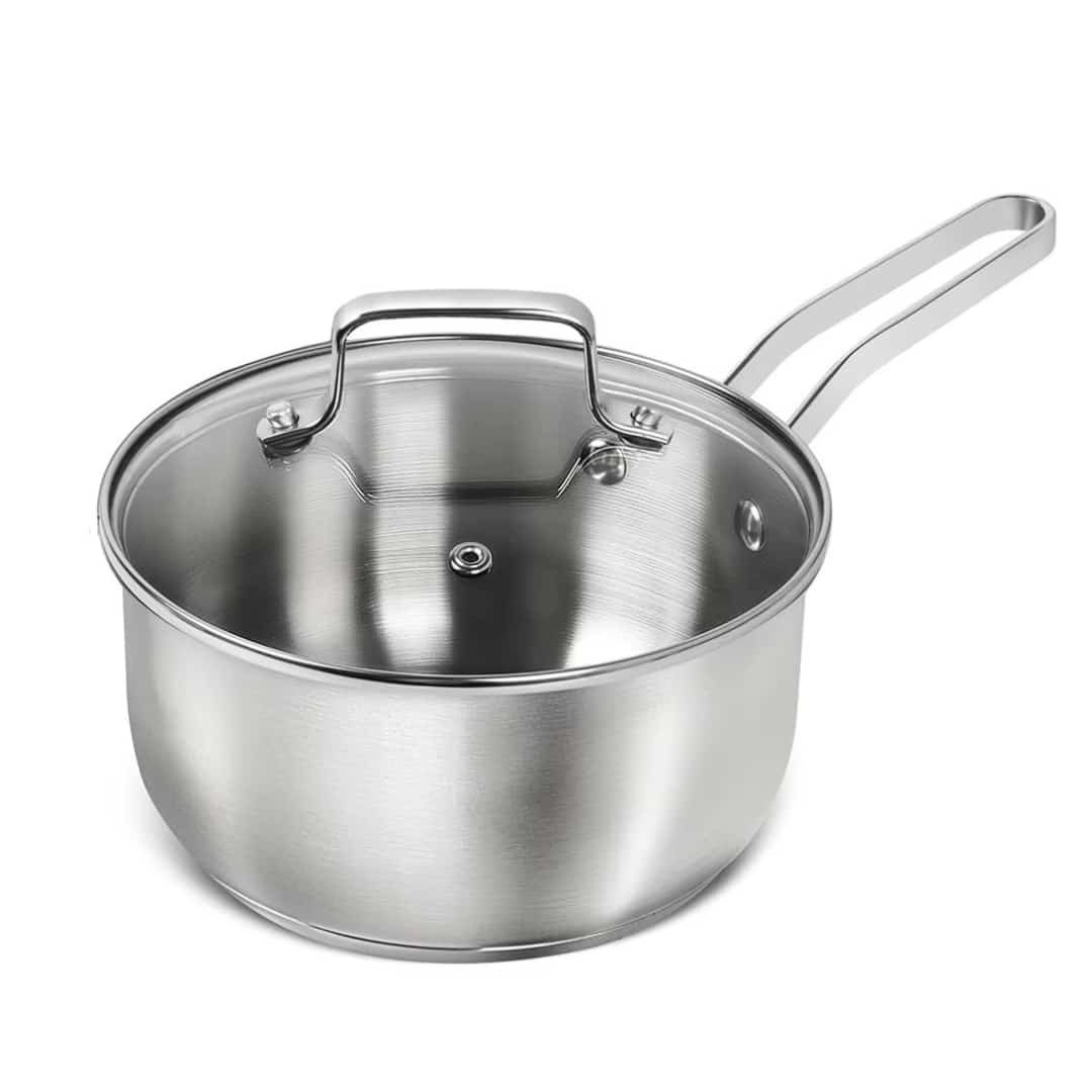 Casserole en acier inoxydable 304 avec couvercle en verre