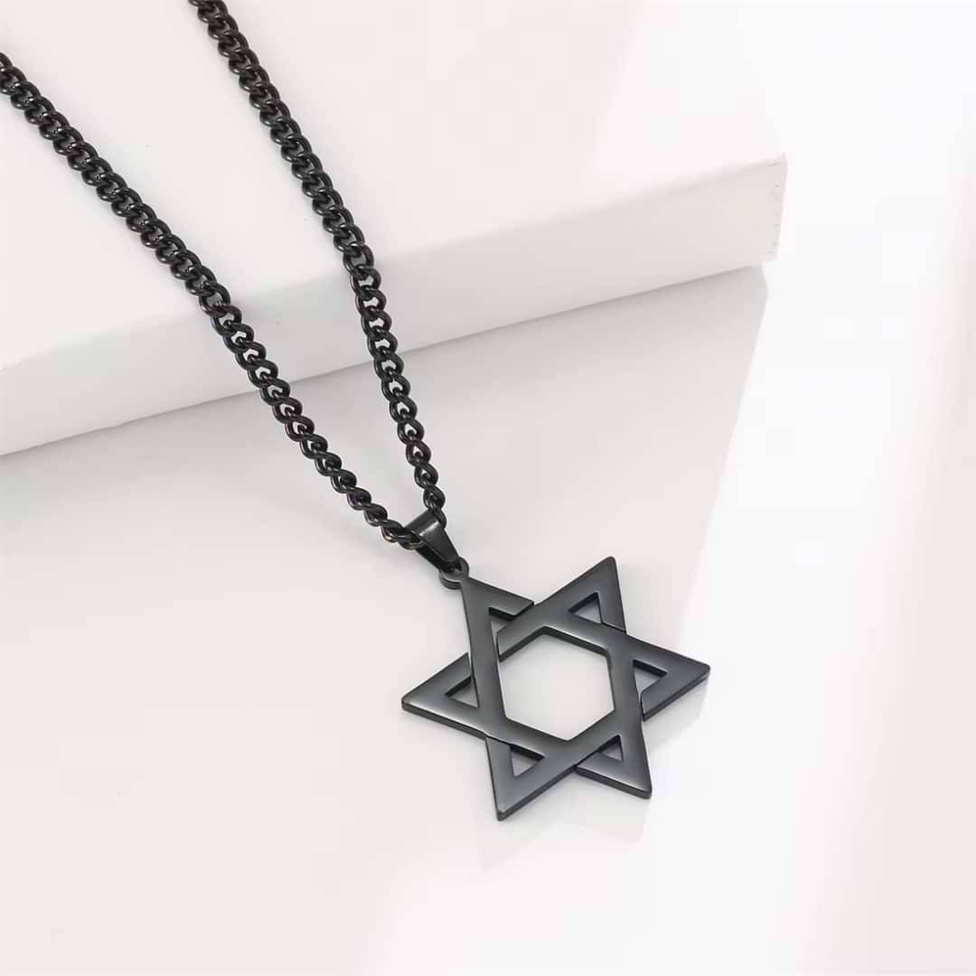 Chaine acier inoxydable avec pendentif etoile de david