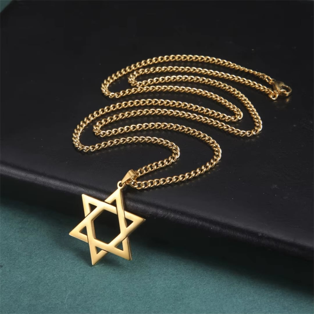 Chaine acier inoxydable avec pendentif etoile de david