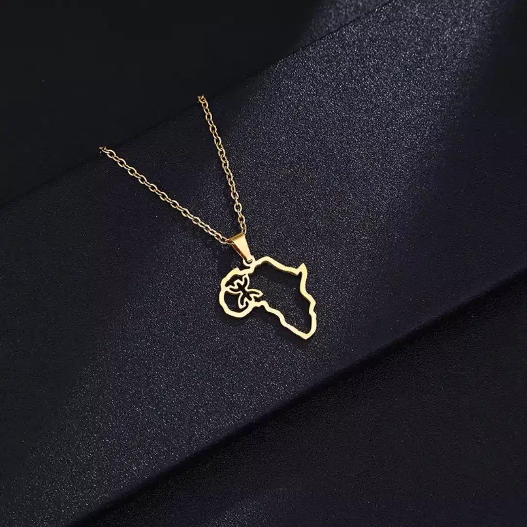 Collier Afrique en acier inoxydable minimaliste avec symbole berbère