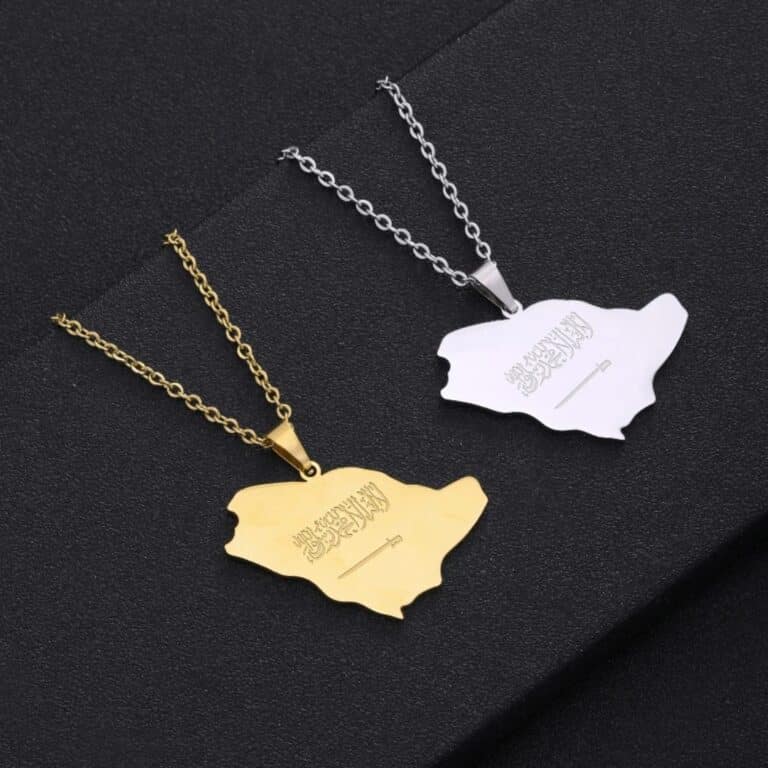 Collier Carte D'arabie Saoudite en Acier Inoxydable 1